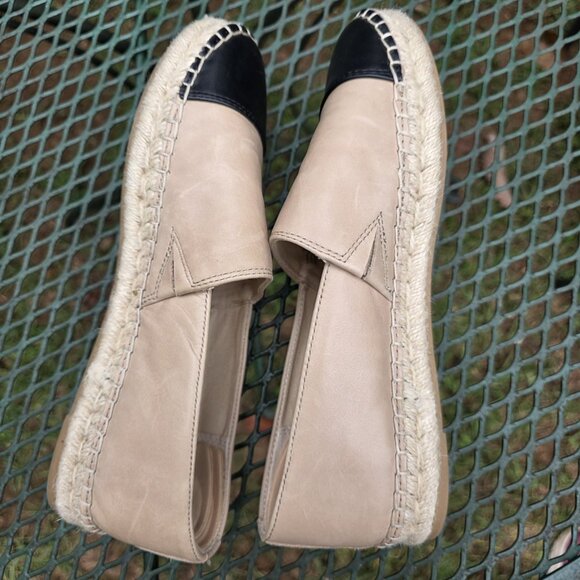 Sam Edelman Krissy Beige Black Espadrille Cap Toe Flats Shoes Size 8 Classic - Picture 7 of 7